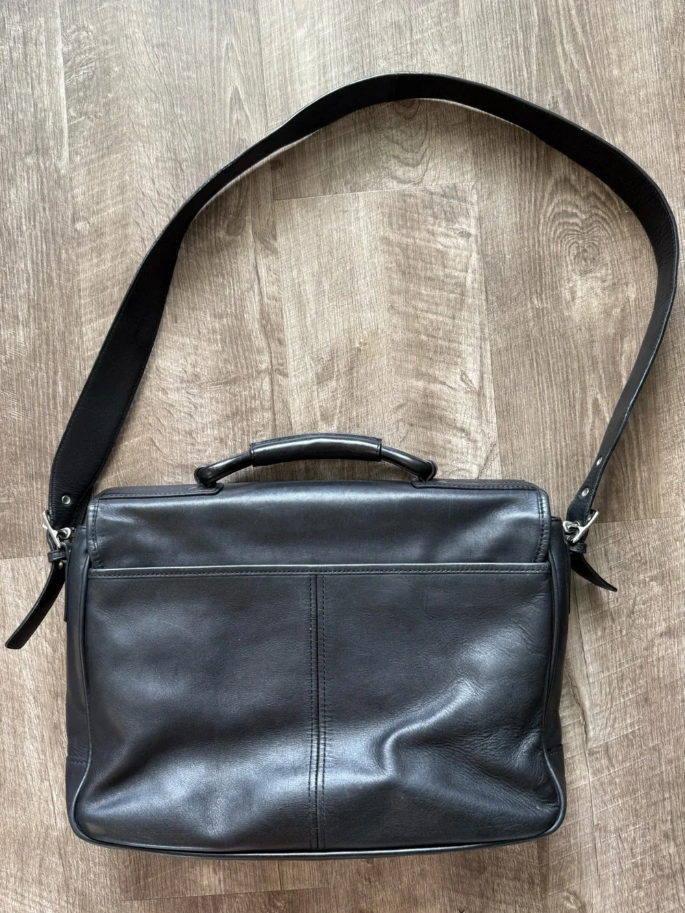 Vintage Coach Logan Black Leather Large Briefcase Portfolio Laptop Bag 5238